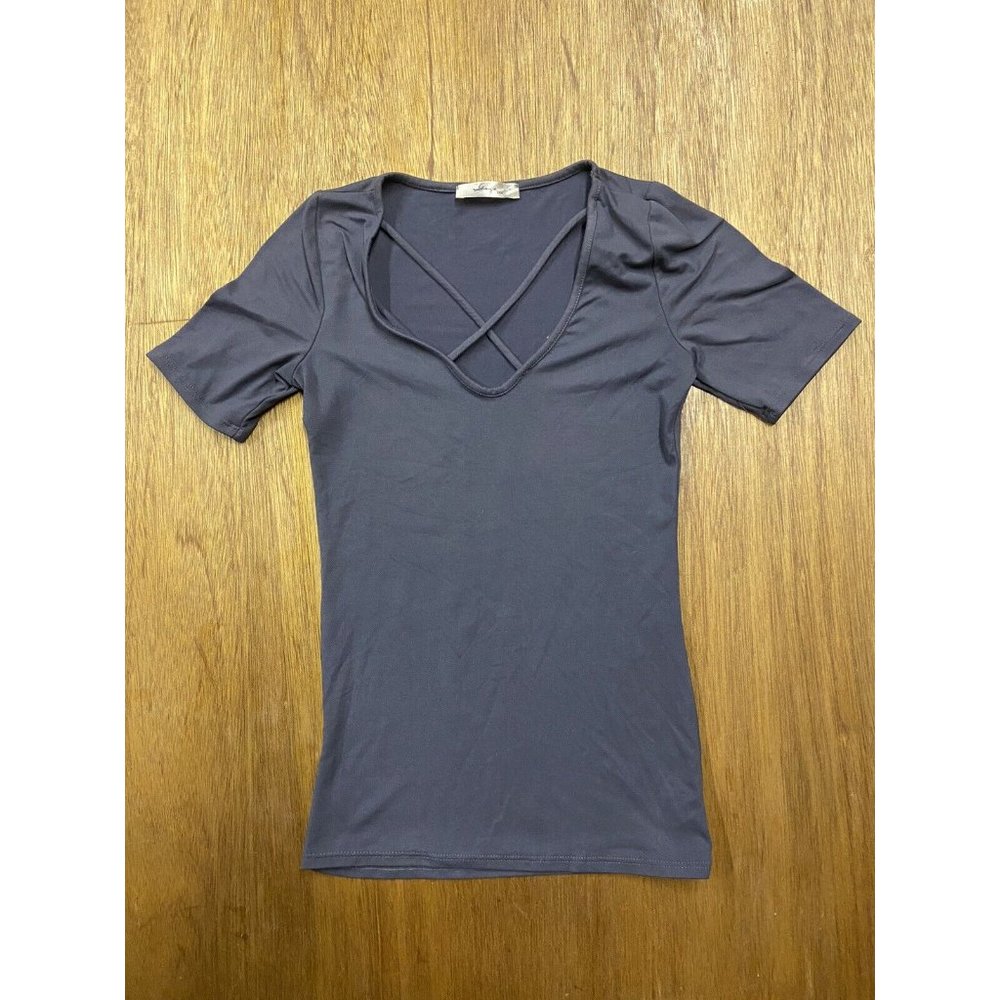Gaze USA Women's Gray Viscose Stretch Top Blouse Small